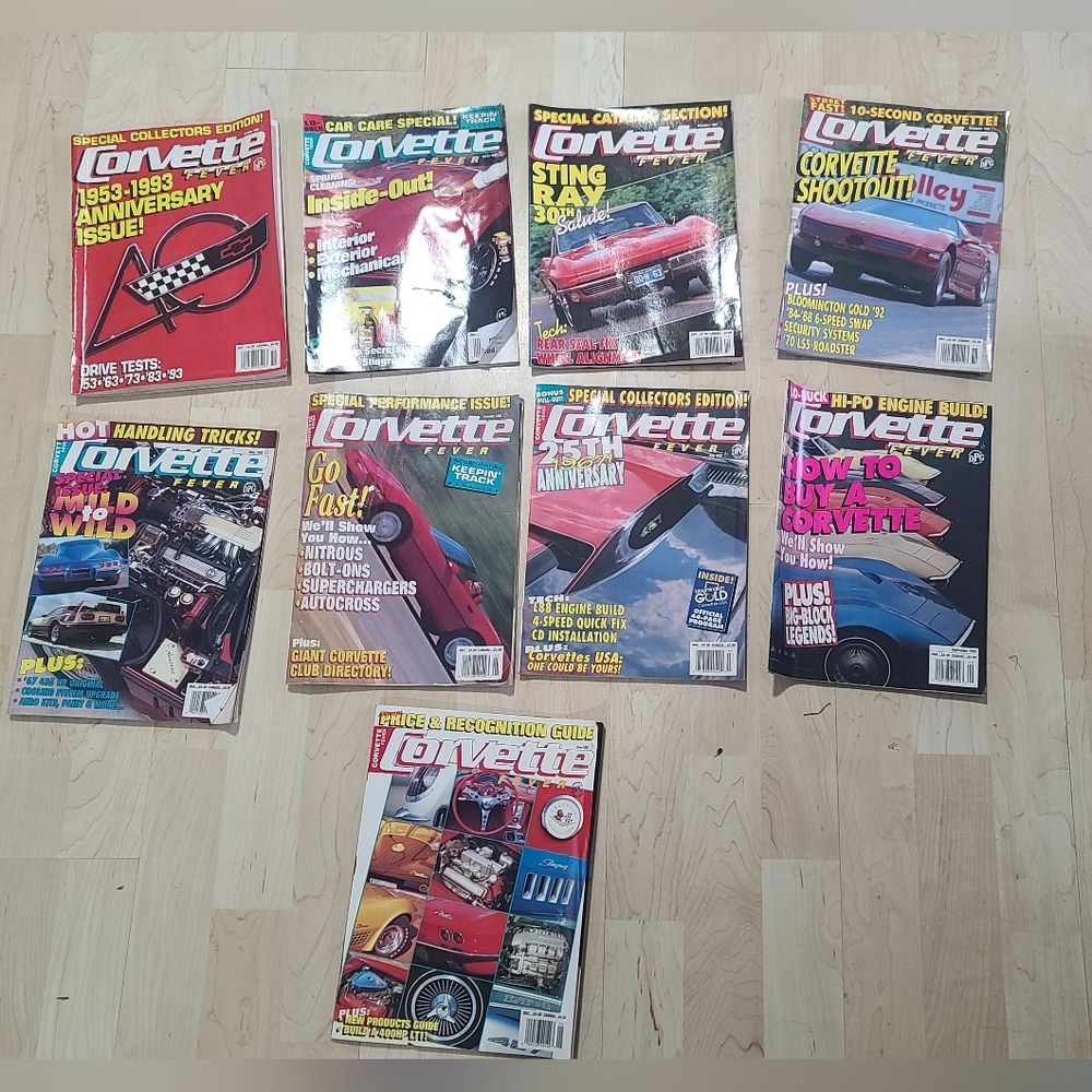 Lot of 9 Vintage Corvette Fever Magazines 1992